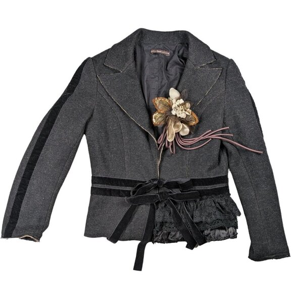 Hazel by Anthropologie Wool Blend Embellished Cropped Blazer Size M - Picture 1 of 7